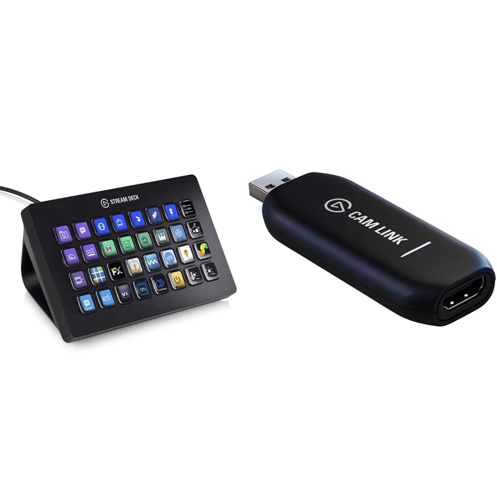 Elgato Stream Deck XL Advanced Stream Control with 32 Customizable LCD Keys, for Windows 10 and macOS 10.13 or Later (10GAT9901) & Cam Link 4K —